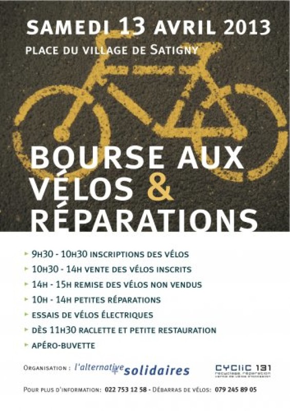 Bourse aux v&eacute;los &agrave; Satigny ! Nous serons sur place !